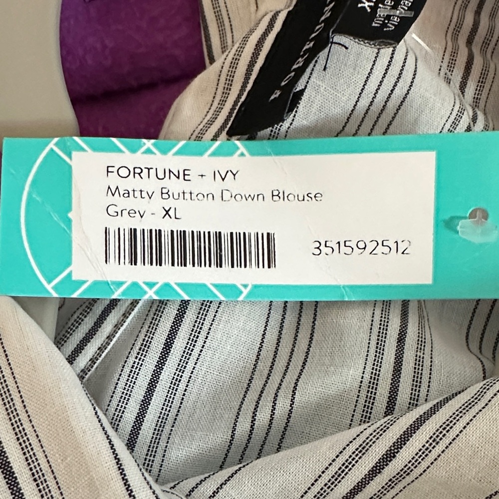 Striped Button-Up Blouse NWT - image 2